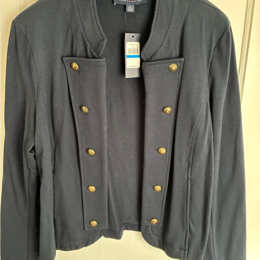 Tommy Hilfiger Navy Military-Style Jacket with Gold Buttons NWT